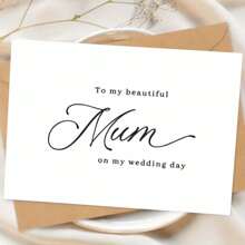 Carte de vœux pour le jour du mariage pour maman - Carte élégante en langue anglaise pour la mère en ce jour spécial - Comprend une enveloppe en kraft