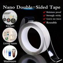 1 Roll Super Strong Double-Sided Transparent Tape, Waterproof And Reusable, Suitable For Kitchen And Bathroom Items - Multicolor - View 6