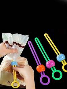 6 st återanvändbara påsband, färgglada matförseglingsklämmor, justerbar låsbar brödpåse, köksredskap för snackspåsar och matförvaring, mångsidig organisatör, perfekt för camping, Halloween-godispåsar, julklappsgrejer. (Slumpmässig färg) - Multifärgad - Visa 8