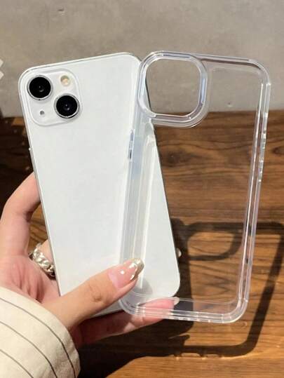 Clear Phone Case Apple 1Pc Minimalist Solid Color Metal Button Transparent Anti-Fall TPU Phone Case Compatible With Iphone 16 15 14 13 12 11 Pro Max Waterproof Shockproof Scratch Resistant,Valentine'S Day Gifts Valentines Phone Case,Summer Flower,Valentine'S Day Gifts Valentines Phone Case,Summer Flower-For-Your-New-