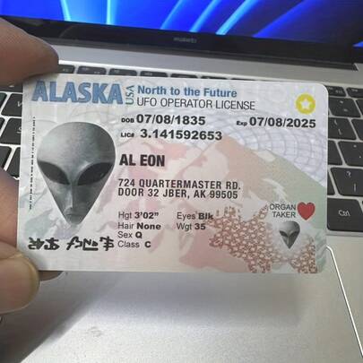 Alien UFO Operator License Prank Card-Real PVC Fancy Dress Party Party Props, Prank Gift For Halloween, Birthday Or Themed Event, Themed Event Accessories| Future Theme| Bright Colors, Space Party Decorations