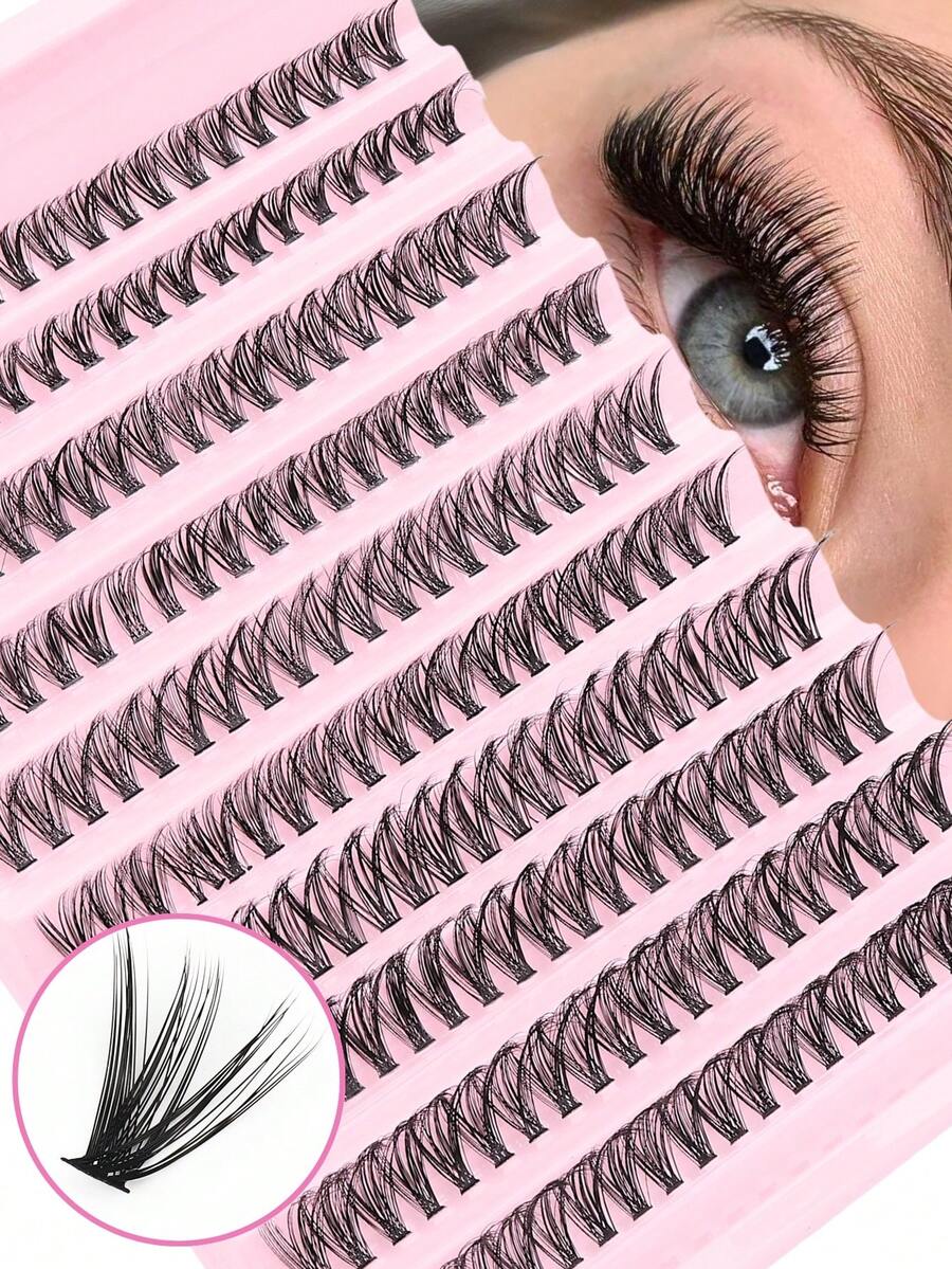 10 Reihen/200 Büschel D-gekräuselter dicker Wimpern, russischer Mischstil, tragbar und kompakt, kann überall mitgenommen werden, den ganzen Tag ohne Gewichtsgefühl getragen werden, tragbar für täglichen Gebrauch oder Anlässe Wimpernbüschel, Wimpern, Einzelwimpern, Wimpern, Künstliche Wimpern