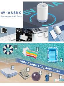 RAF 二合一无线充电电动气泵，1500mAh电池，5个充气/放气喷嘴，便携式电动气泵，无线充气床垫气泵，游泳圈真空泵，真空袋，快速充气/放气，适用于充气床垫、充气筏、浮标等，ABS塑料材质，小巧便携