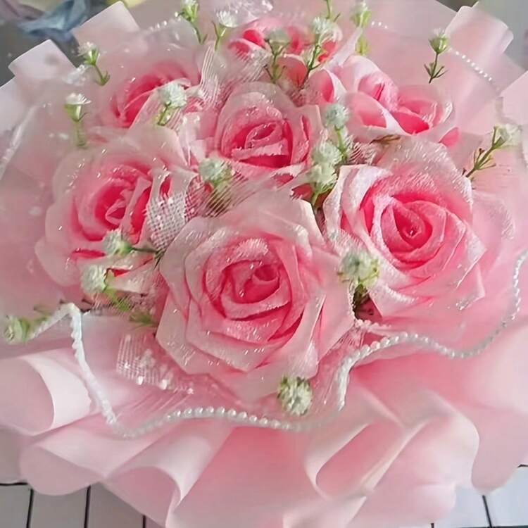 1 Roll 0.6/4cm Wide Satin Ribbon, Suitable For Hair Accessories, Cake Baking, Packaging - Pink - View 9