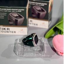 OLED屏幕多通道振动提醒时间日期闹钟功能环形电子计数器，新款计数器Tasbih手表环，OLED屏幕显示，33_66_99_100振动提示，时尚奢华，适用于穆斯林祈祷计数，节日礼物等。 - 彩色 - 查看 9