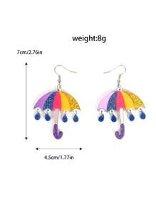 1Pair Cute Creative Acrylic Raindrop Umbrella Drop Earrings For Women Girl Accessories Jewelry
