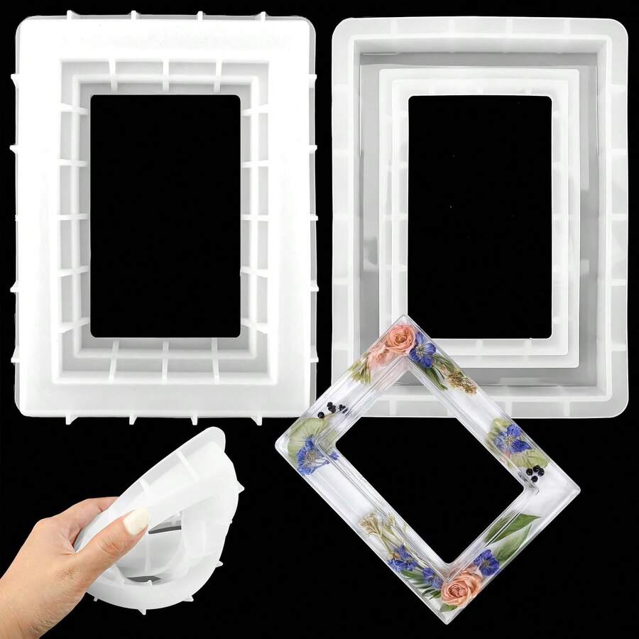 Resin Picture Frame - Epoxy Silicone Casting Personalized Photo Crafts - Rectangle Shape Home Table Decoration, Handmade Gifts (8x6 Inch)2025 - 1 - 查看 1
