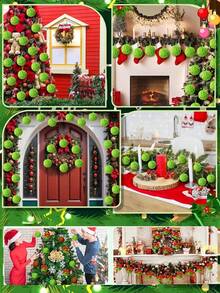 5/10 Green Faux Fur Christmas Decorations - Christmas Decorations Are Suitable For DIY Christmas Tree Hangers, Family Gatherings And Indoor Christmas Tree Wreaths. Fireplace Decoration. Christmas Decorations. Wreath Decoration - Featherless Christmas And Winter Holiday Decorations - Multicolor - View 7