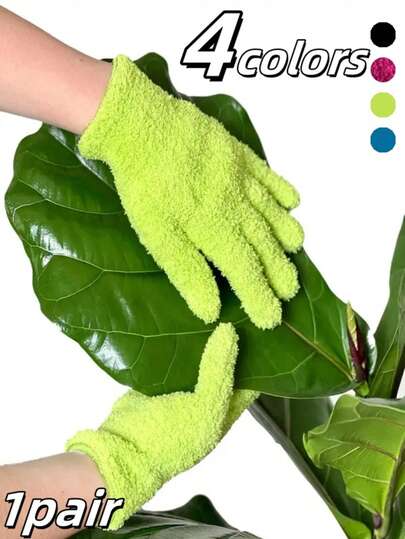1/2 pares de guantes de limpieza de microfibra cálidos - Guantes de trabajo de felpa de coral elásticos y transpirables para tareas domésticas, ciclismo, jardinería, cocina, lavado de autos, barcos, autocaravanas, limpieza de superficies del hogar - Quitar el polvo de las plantas, eliminar hojas, absorción suave del polvo, lavables, guantes de limpieza esenciales para el hogar perfectos para Navidad, los mejores para Acción de Gracias, guantes duraderos