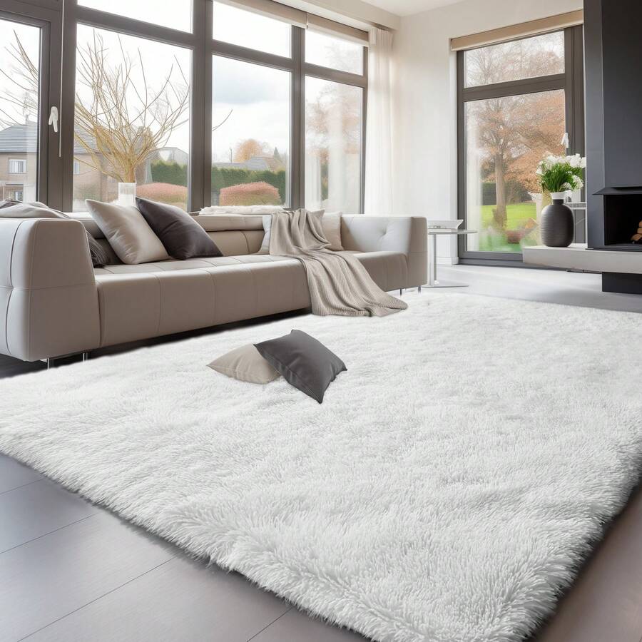 Sour Lemon Gray Carpet Rugs Living Room 160x230 Washable Anti-Slip Extra Large Carpet Bedroom Fluffy Modern Carpets Mat Carpets For Bedroom Children's Room - 白色 - 查看 1