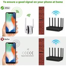 WiFi Extender With Dual Antennas And Signal Booster, 300Mbps High-Speed Coverage | AP Mode + Ethernet Port Eliminates Dead Spots | Perfect For Large-Sized Homes And Stable Gaming And Video Conferencing. Perfect For Home, Work, And Travel. - Black and White - View 4