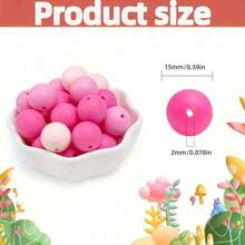 42Pcs Silicone Beads 12/15MM Round Bead For Jewelry Making To Make Bracelets DIY Keychain Necklace Jewelry Accessories And Round Silicone Beads For Pens