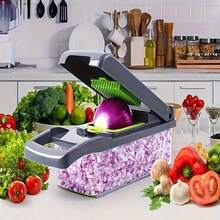 16-Piece Vegetable Chopper And Fruit Slicer Set, Including 16 Kitchen Food Graters With Containers, Vegetable Choppers, Professional Onion Choppers, Suitable For Onions And Potatoes - 綠色 - 查看 2