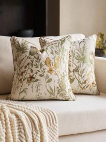 غطاء وسادة مزخرف بنقشة الجاكار الشينيل الزهري (بدون إدراج)، غطاء وسادة زخرفي كلاسيكي من الجاكار الشينيل الزهري، مناسب لديكور المنزل والأريكة والسرير طوال العام