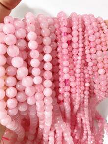 4 毫米、6 毫米、8 毫米、10 毫米天然玫瑰石英散珠，适合 DIY 珠宝制作、手链、项链