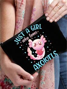 Una bolsa de cosméticos reversible con diseño de ajolote y floral, bolsa de almacenamiento de artículos de tocador de viaje, billetera para el hogar, bolsa para lápices, bolsa de almacenamiento para estudiantes escolares, bolsa organizadora de útiles escolares para maestros, bolsa de viaje favorita de niñas pequeñas, regalo para amigos y familiares, bolsa de almacenamiento de cosméticos y útiles escolares para mujeres y niñas pequeñas de regreso a la escuela, bolsa de almacenamiento de artículos de viaje, bolsa de almacenamiento de monedas y gafas de cosméticos