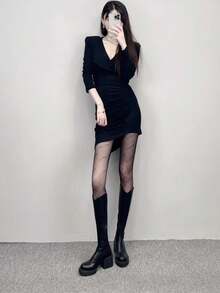 Botas altas para mujer, botas de montar de tacón grueso, botas elásticas con cremallera trasera, botas altas de tacón alto, puntera redonda, botas cálidas de otoño/invierno 2025, botas de moda, adecuadas para fiestas, oficina, viajes, eventos, vacaciones, uso diario, botas para todas las estaciones, zapatos cómodos para exteriores