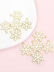 10pcs NEW Style Christmas Snowflake Styling Sparkling Powder Drip Oil Charms, Men And Women Clavicle Chain Necklace, Bracelet, Earrings, Keychain And Festival Party & Xmas Tree Hanging Decorations DIY Alloy Pendants - Perfect For Christmas Day, New Year, And Winter Celebrations - Snowflake - View 17