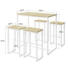 SoBuy OGT15 5-Piece Bar Table With Chairs Dining Table High Table Bistro Table With 4 Bar Stools Seating Group - White+Khaki - View 3