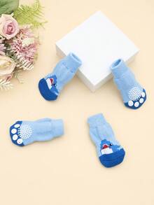 4pcs/Set Cute Pet Dog Socks, Anti-Slip Paw Protector Socks For Small Dogs Like Poodle, Yorkshire Terrier, Chihuahua, Indoor Wear To Prevent Falling