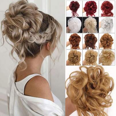 Synthetic Hair Bun Chignon Messy Curly Hair Band Elastic Scrunchy False Hair Pieces For Women Hairpins Black Brown