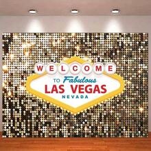 Welcome To Fabulous Las Vegas Nevada Wall Tapestry Gold Glitter Casino Night Theme Party Wall Decor Decoration Gold Luxury Ball Party Tapestry - 彩色 - 查看 1