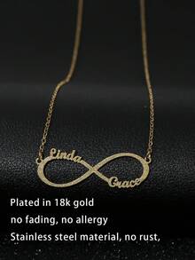 Dây chuyền tên chữ biểu tượng vô cực cá nhân hóa thời trang đa năng, trang sức tùy chỉnh, quà tặng sinh nhật, quà tặng kỷ niệm, quà tặng ngày lễ, quà tặng cá nhân hóa, quà tặng cho gia đình, bạn bè, phù hợp cho tiệc tùng, đi chơi - Vàng mờ - Xem 3