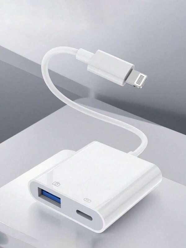 1 Stück Blitz Stecker zu USB Buchse Adapter, OTG & Ladekabel kompatibel mit iPhone 14 Pro Max/14 Pro/14 Plus/14/13/12/11, Kamera, Speicherstick, USB-Stick, Ladeverteiler
