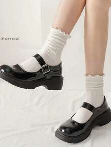 1 Pair/3 Pairs/6 Pairs Of Japanese Curly Short Socks Cute Socks For Women Fresh Black Ears Women's Socks