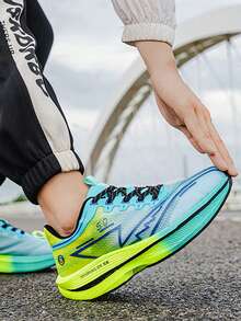 2025 New Autumn Popcorn Soft Bottom Sports Shoes, Unisex Shock Absorbing Lightweight Versatile Thick Sole Road Running Shoes For Teenagers, Soft Bottom Jacquard Casual Breathable Non-Slip Athletic Running Shoes For Physical Education Exam - Green - View 4