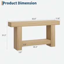 LIZHOUMIL 63 Inches Long Console Table For Entryway, 2-Tier Large Sofa Table With Storage, Wooden Entry Table For Living Room, Hallway - Khaki - View 2