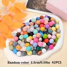 42Pcs Silicone Beads 12/15MM Round Bead For Jewelry Making To Make Bracelets DIY Keychain Necklace Jewelry Accessories And Round Silicone Beads For Pens