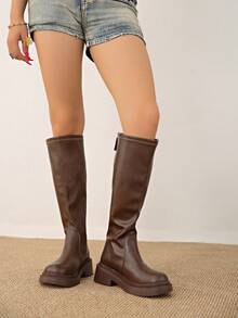 2025春秋新款女高筒马靴过膝内增高修身中筒靴