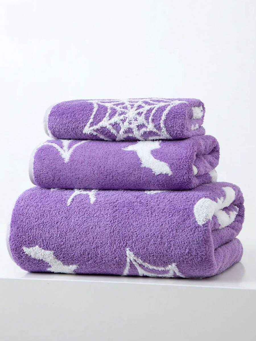 1 chiếc khăn tắm mỏng màu tím họa tiết dơi Halloween, kích thước 70*140cm hoặc 34*75cm (khăn tay hoặc khăn mặt), chất liệu polyester, nhanh khô, thấm hút tốt, mềm mại, thích hợp cho phòng tắm, khách sạn, phòng tập thể dục, quà tặng ngày lễ, tiệc tùng, bãi biển, khăn tắm unisex cho thẩm mỹ viện, khách sạn, thể thao, đồ dùng thiết yếu tại nhà, khăn tắm, chăm sóc da. - Màu tím - Xem 1