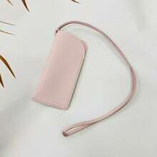 New Halter Sunglasses Pouch Necklace PU Leather High-Quality Sunglasses Storage Case Compact Solid Color Coin Purse