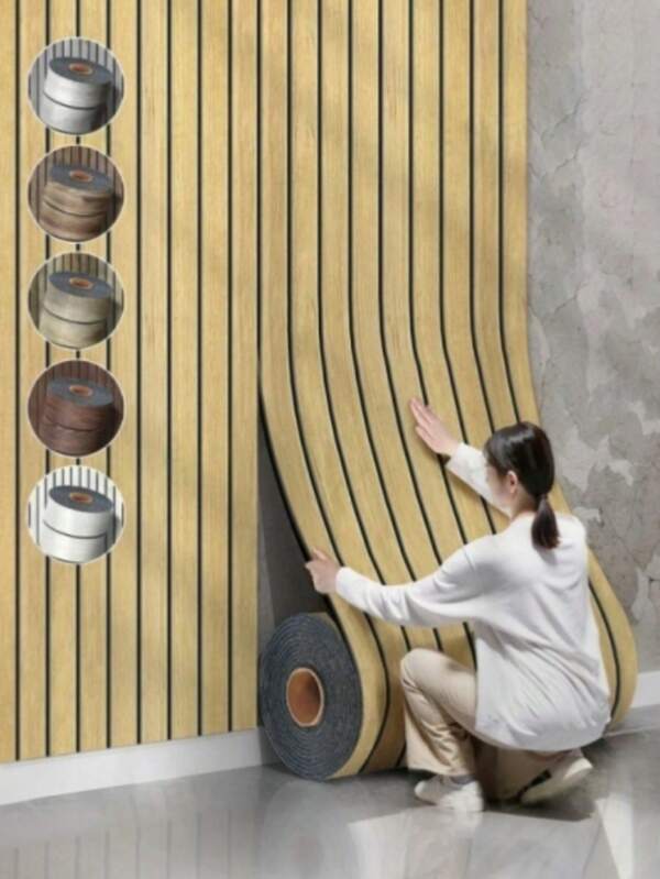 1 Roll Self-Adhesive Wallpaper, Wood Grain Imitation Wall Panels, Thickened Waterproof IPXE Wall Stickers, Indoor Living Room, Ceiling, Bedroom And Office Wall Decoration