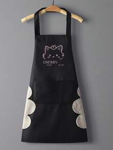 1件耐用厨房围裙，女士围裙，家用烹饪围裙，防水、防油、防污围裙 - 具有防水、防油功能，带口袋和毛巾 - 中性风格厨房服，为烹饪爱好者提供时尚防护 - 彩色 - 查看 14