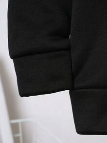 小女孩可爱恐龙图案黑色连帽衫和裤子套装 - 黑色 - 查看 5