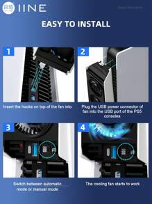 IINE L847 PS 5 智能散热风扇，兼容 PlayStation 5 光盘版和数字版，升级版温控风扇，带 USB 3.0 集线器，游戏主机配件，智能散热，低噪音，易于安装，黑白两色可选 - 黑與白 - 查看 9