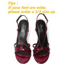 Mostrin Heels For Women Sexy Strappy Heels Comfortable Ankle Strap Heel Open Toe Stiletto High Heeled Sandals For Party,Night Out,Daily - 酒紅色 - 查看 4