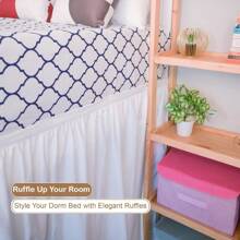 RANGTwin XL Size Dorm Bed Skirt Extra Long 40 Inch Drop Premium Microfiber 3Panel Design With Split Corners Bed Skirts Ideal For College Dorm Rooms WhiteZHOONG