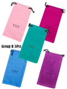 1-12 件植绒彩色抽绳眼镜收纳袋，时尚便携式眼镜盒 - 多色 - 查看 27