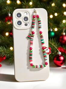 1 pieza Colgante de Papá Noel y árbol de Navidad de cerámica suave rojo y verde, cadena para smartphone, auriculares, accesorio para bolsa de cámara, regalo de Navidad