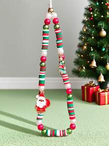 1 pieza Colgante de Papá Noel y árbol de Navidad de cerámica suave rojo y verde, cadena para smartphone, auriculares, accesorio para bolsa de cámara, regalo de Navidad