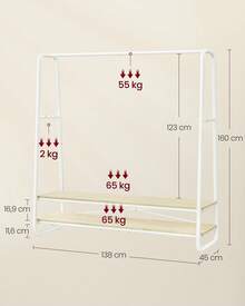 VASAGLE Clothes Drying Racks - البيج والأبيض - مشاهدة 5