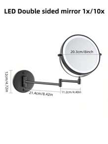 [LED Makeup Mirror] 8-Inch Double-Sided Mirror - Wall-Mounted Makeup Mirror With LED Lights, 1x/10x Magnification, 360 Degrees Rotation, 3-Color Light Touch Screen - Suitable For Bathroom, Bedroom, Living Room Bathroom Decor Fall Decor Makeup Organizer Bathroom Accessories Back To School