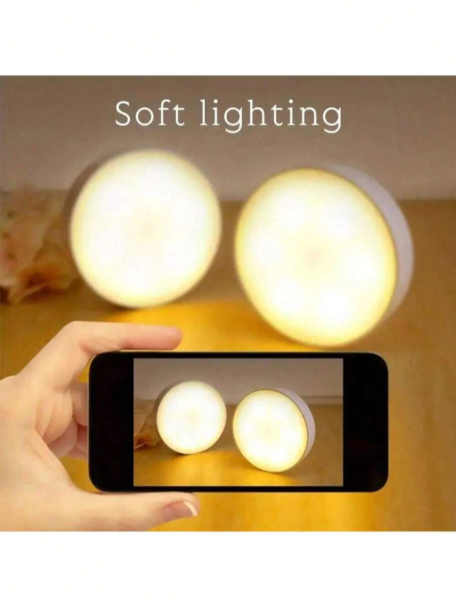 1pc Rechargeable Portable Lighting Lamp, Dimmable Wardrobe Light, White/Warm LED Bedside Touch Sensor Night Light With Battery - Large Rechargeable - View 1