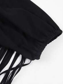 ii Chic Vintage Western Goth Style Off-Shoulder Women's Top With Tassels For Halloween