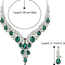 2入組女款項鍊珠寶套裝，歐美風格優雅新娘飾品套裝，配有仿寶石和水晶，適用於婚禮裙、晚禮服和個人攝影用品，精美瑰麗的工藝品