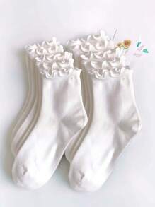 1 Pair/3 Pairs/6 Pairs Of Japanese Curly Short Socks Cute Socks For Women Fresh Black Ears Women's Socks